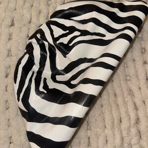 Zebra Print Foldover Clutch - Black & White